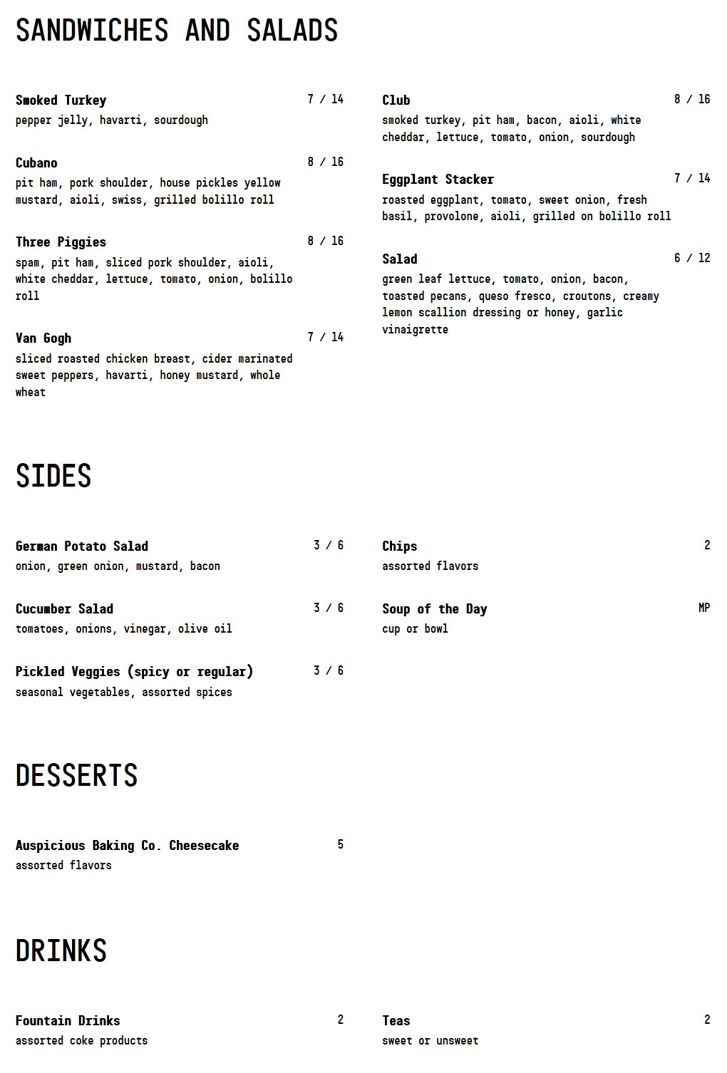 Black Rabbit eat Menu