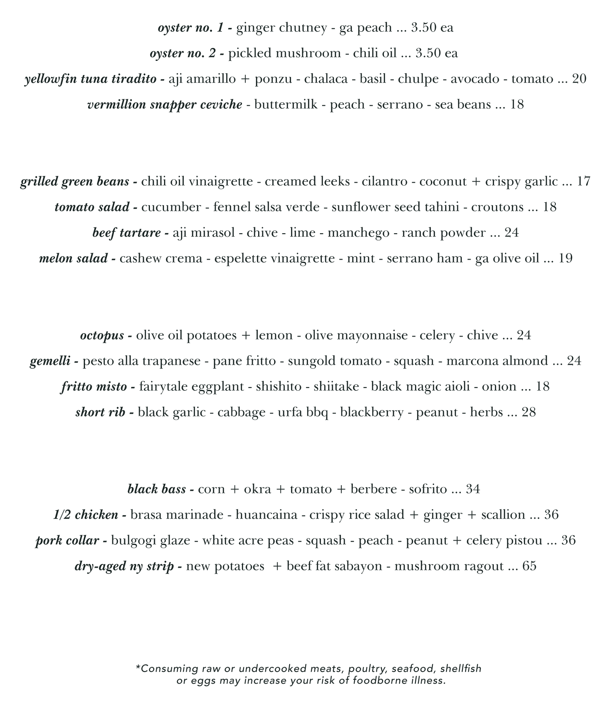Dinner Menu