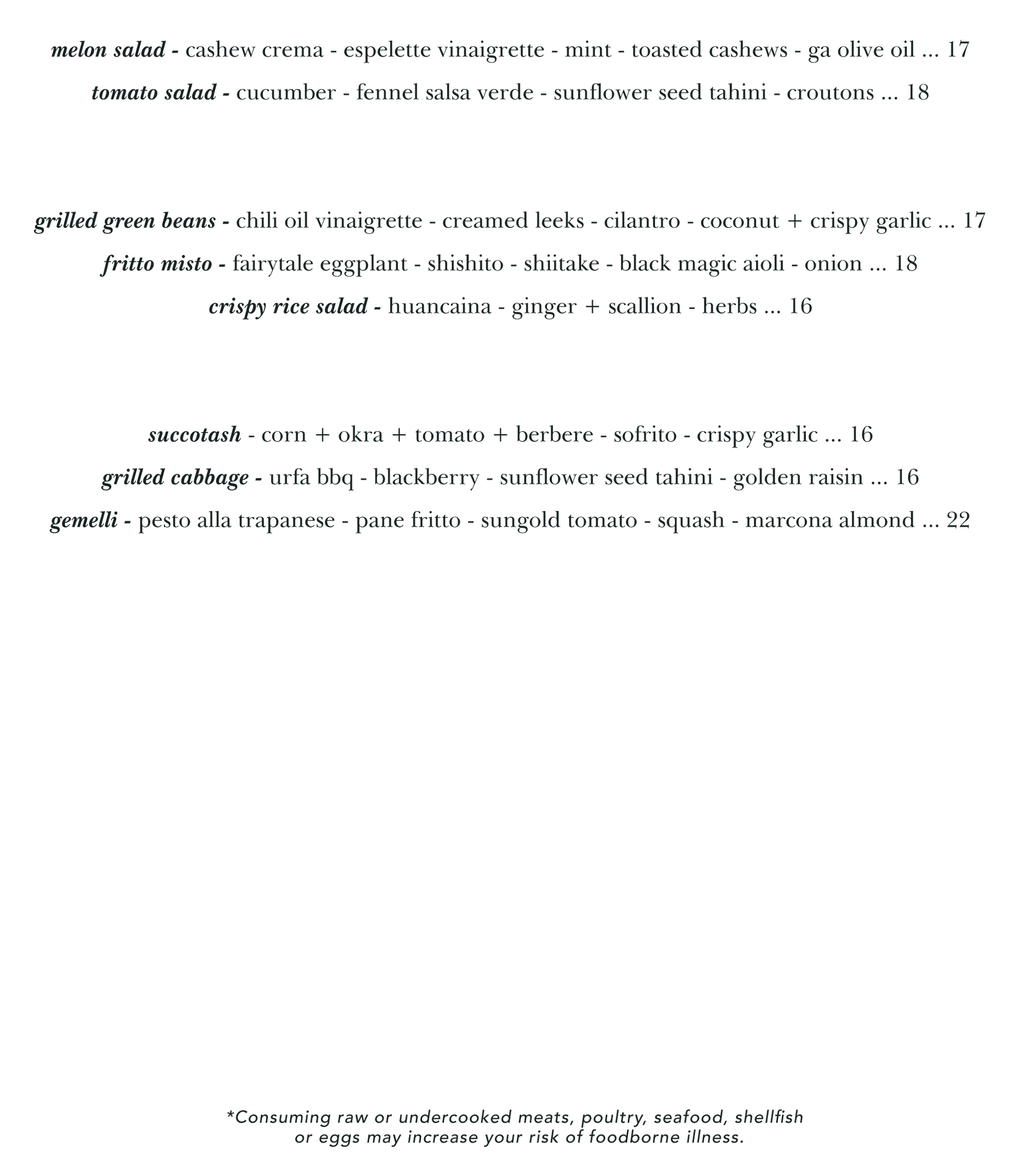 Vegetarian Menu