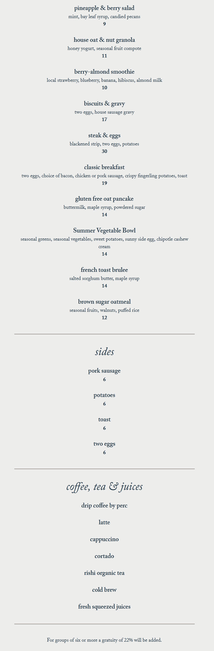 Fleeting Menu