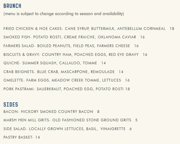 Brunch Menu
