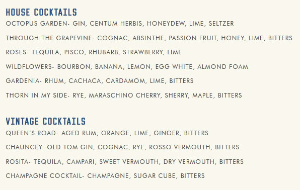 Cocktail Menu
