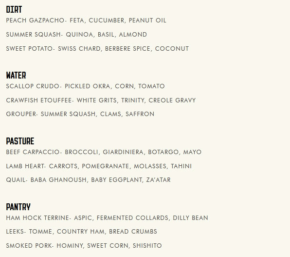 Dinner Menu