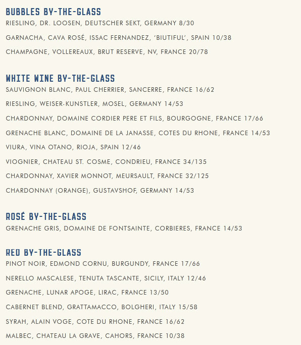 Wine Menu
