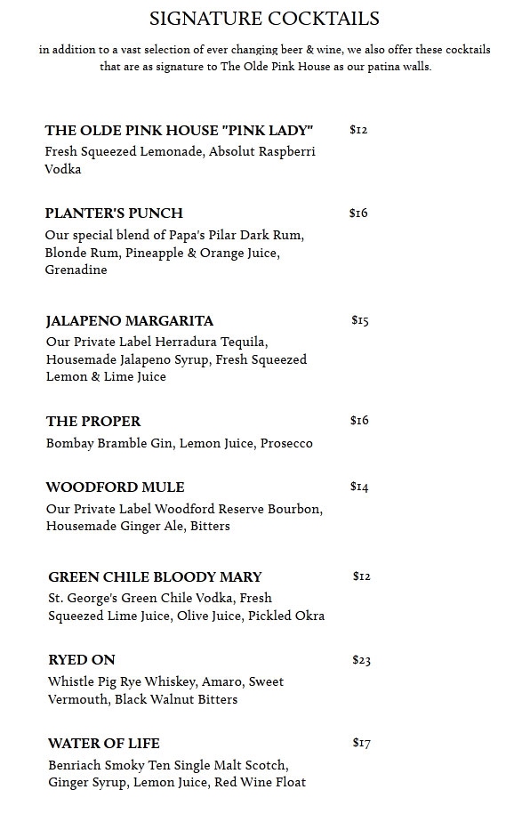 Cocktail Menu