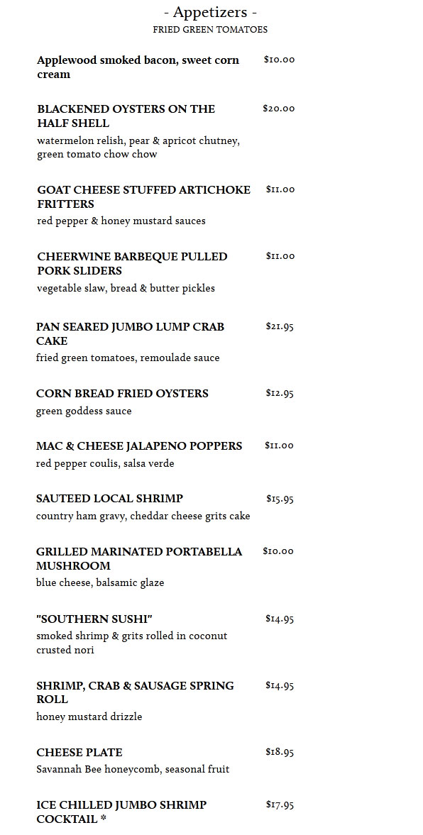 Dinner Menu