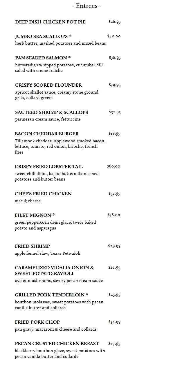 Dinner Menu