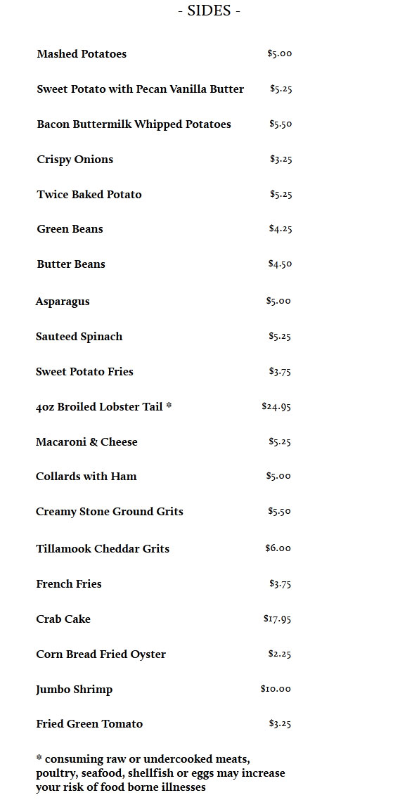 Dinner Menu